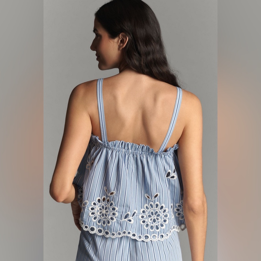 NWT Anthropologie Maeve Eyelet-Stripe Tank, Size XL - Picture 5 of 7